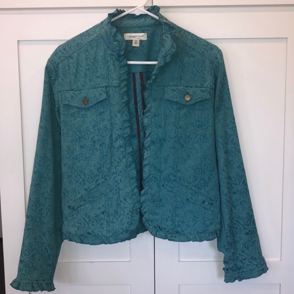 Coldwater Creek Blue Ruffle Jacket